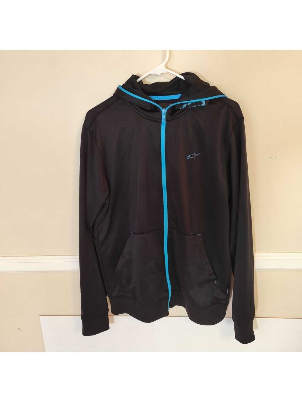 Y2K Alpinestars DNA Black Blue Full Face Zip Up Hoodie Men’s Size Medium